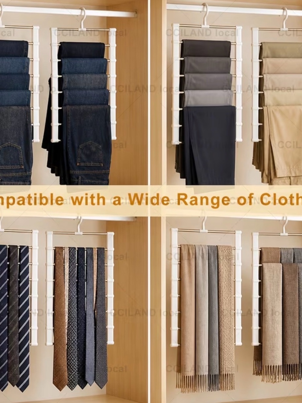 Multi-Tier White Closet Pants & Scarf Organizer